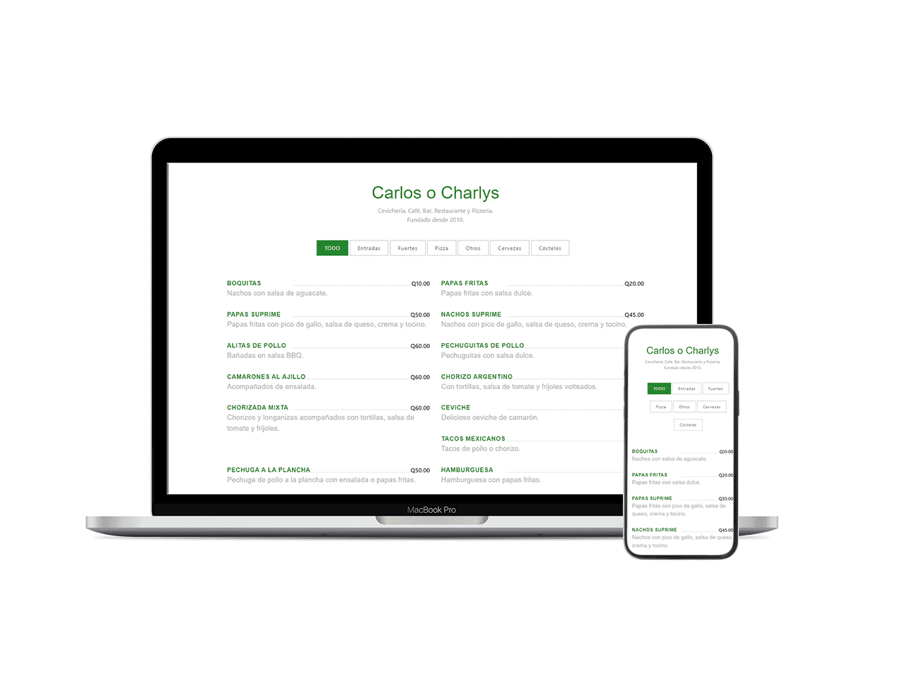 Menú Web Restuarante